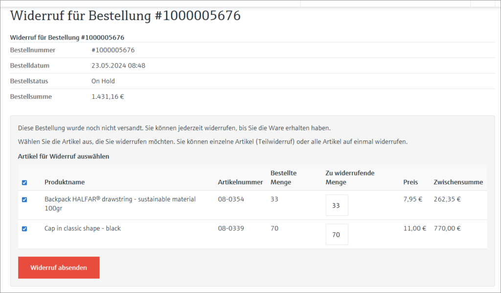 Teilwiderruf der Bestellung Teilwiderruf der Bestellung