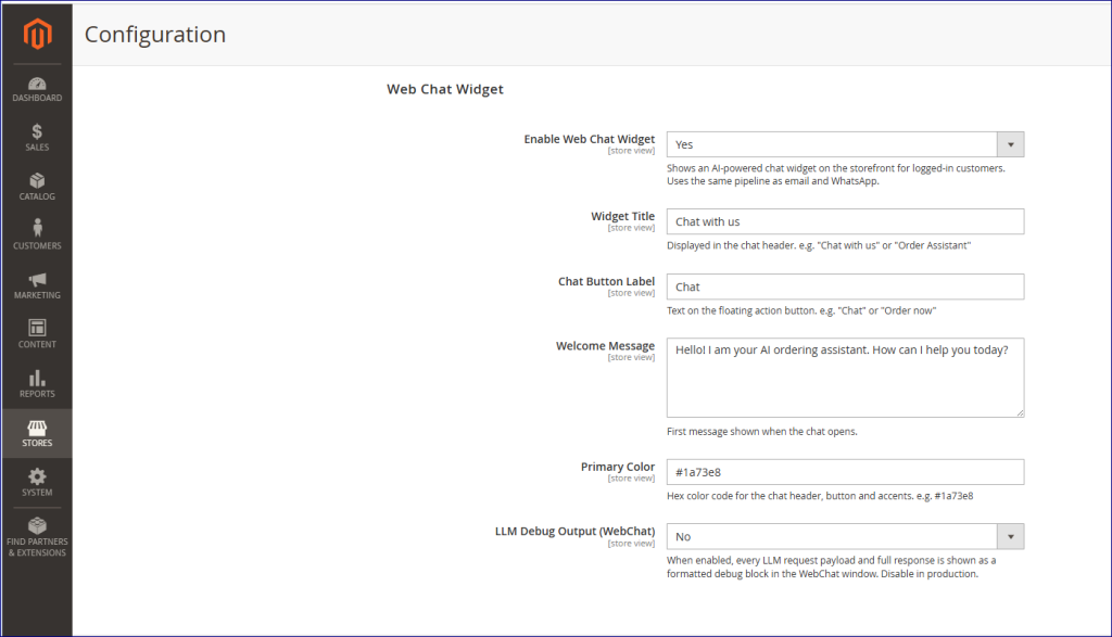 Konfiguration im Magento Admin